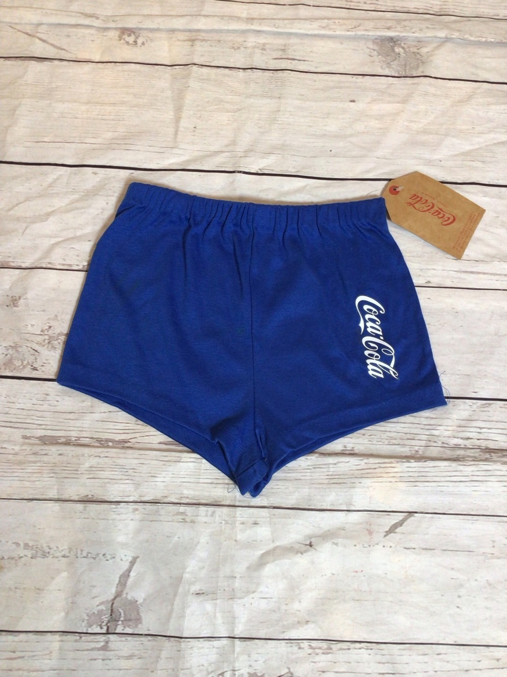 Vintage 80s Coca Cola Kids Shorts 6X NWT Deadstock USA Retro Athletic Blue